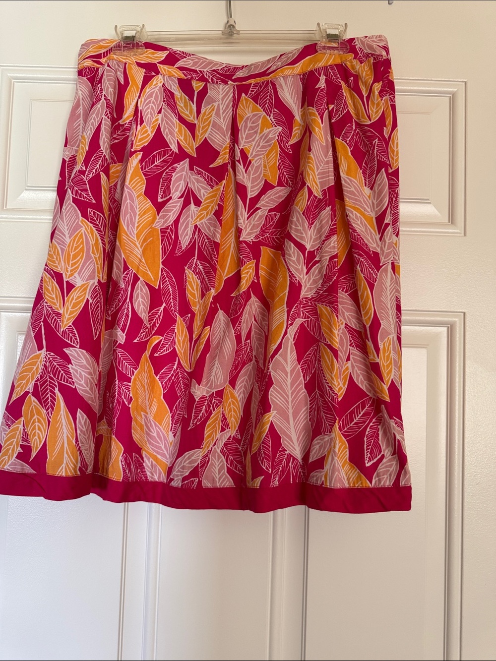 I.E. Fuchsia Leaf-Print Circle Skirt